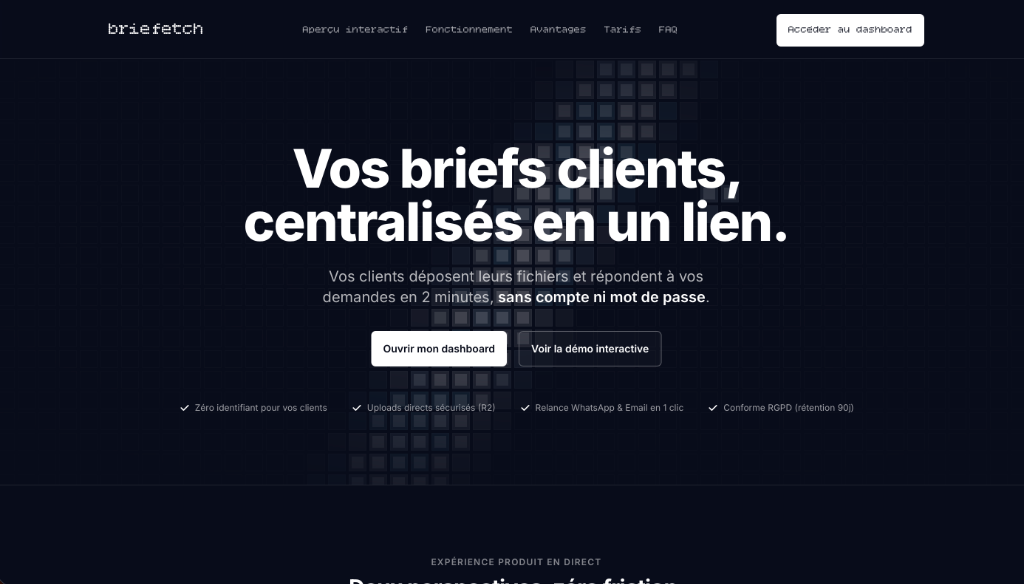 Aperçu du site Briefetch.app